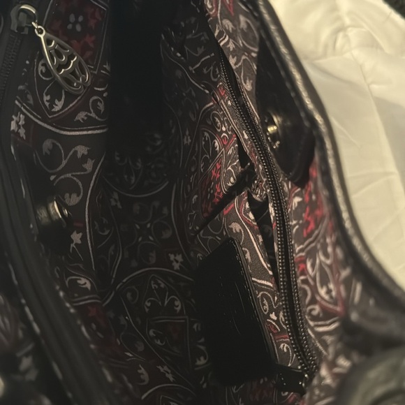 Classic Black Brighton Handbag with Floral Design - Picture 4 of 6